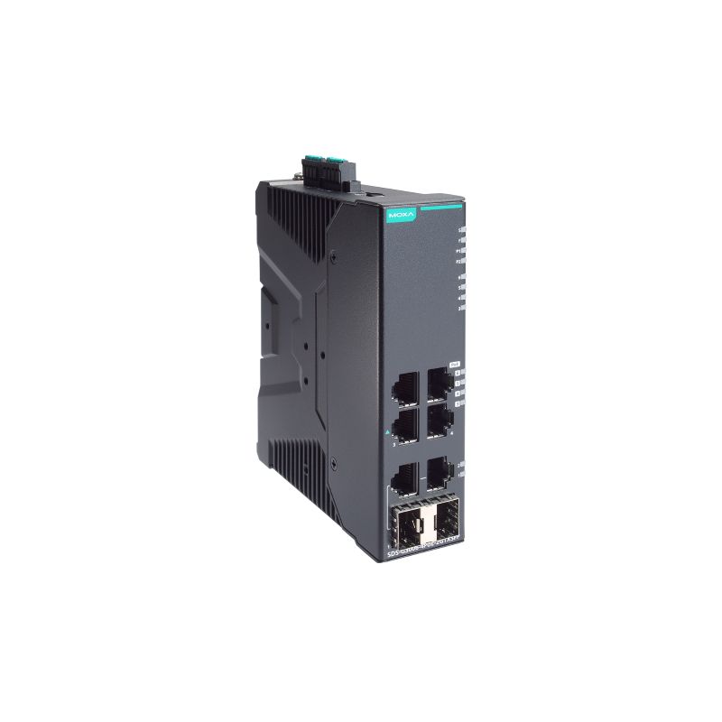 Moxa SDS-G3006-4PoE-2GTXSFP 工業級6埠 4 PoE+全 Gigabit 智慧乙太網路交換器